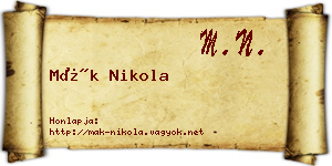 Mák Nikola névjegykártya